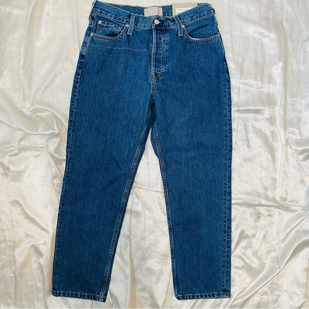 Everlane Womens Medium Blue Washed 90s Cheeky Straight Leg High Rise Jea…